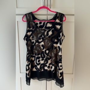 UK 14 Animal Print sleeveless top with trim Per Una is Marks & Spencer UK brand